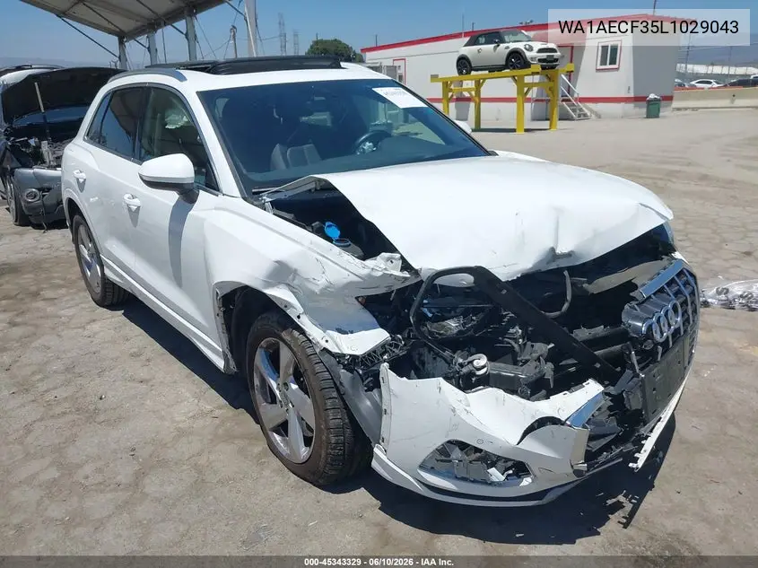 2020 Audi Q3 Premium 45 Tfsi Quattro Tiptronic VIN: WA1AECF35L1029043 Lot: 45343329