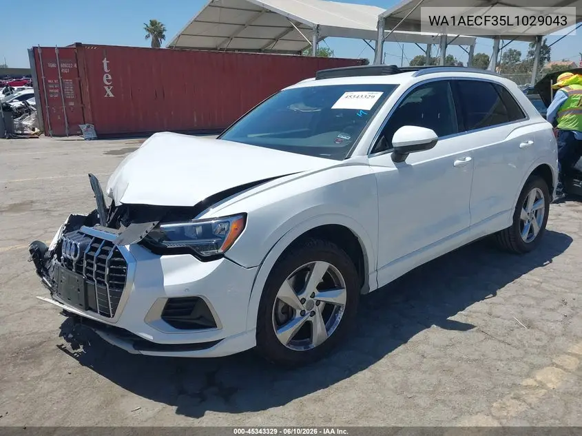 2020 Audi Q3 Premium 45 Tfsi Quattro Tiptronic VIN: WA1AECF35L1029043 Lot: 45343329