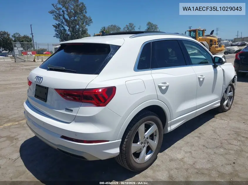 2020 Audi Q3 Premium 45 Tfsi Quattro Tiptronic VIN: WA1AECF35L1029043 Lot: 45343329