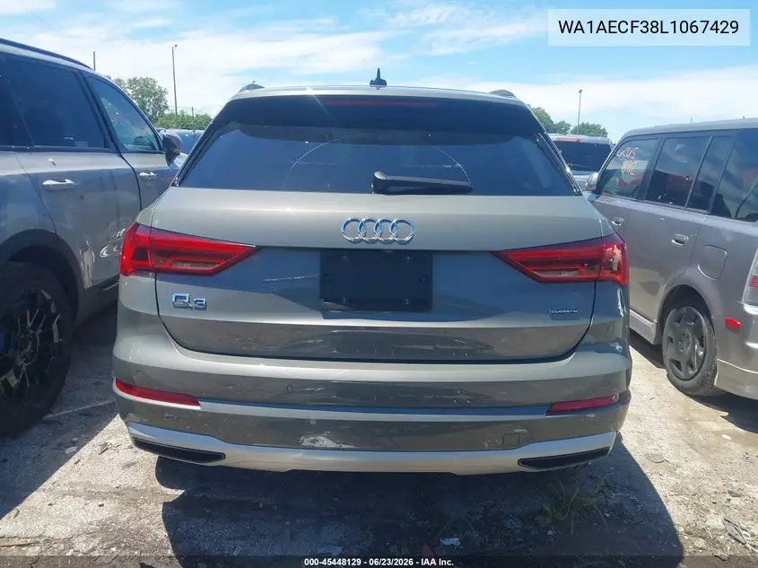 2020 Audi Q3 Premium 45 Tfsi Quattro Tiptronic VIN: WA1AECF38L1067429 Lot: 45448129