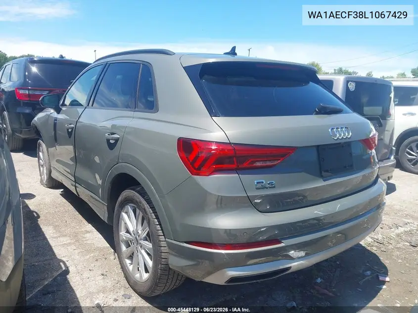 2020 Audi Q3 Premium 45 Tfsi Quattro Tiptronic VIN: WA1AECF38L1067429 Lot: 45448129