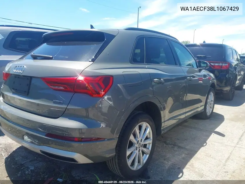 2020 Audi Q3 Premium 45 Tfsi Quattro Tiptronic VIN: WA1AECF38L1067429 Lot: 45448129