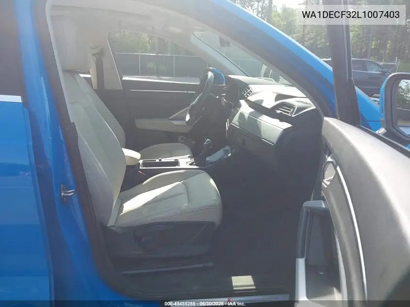 2020 Audi Q3 Premium 45 Tfsi S Line Quattro Tiptronic VIN: WA1DECF32L1007403 Lot: 45485285