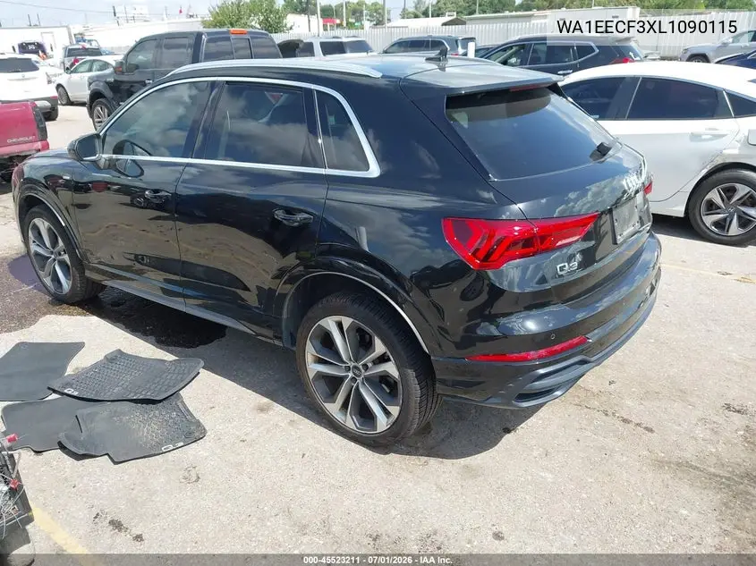 2020 Audi Q3 Premium Plus 45 Tfsi S Line Quattro Tiptronic VIN: WA1EECF3XL1090115 Lot: 45523211