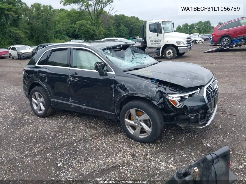 2020 Audi Q3 Premium Plus 45 Tfsi Quattro Tiptronic VIN: WA1BECF31L1056759 Lot: 45530176