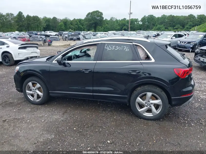 2020 Audi Q3 Premium Plus 45 Tfsi Quattro Tiptronic VIN: WA1BECF31L1056759 Lot: 45530176