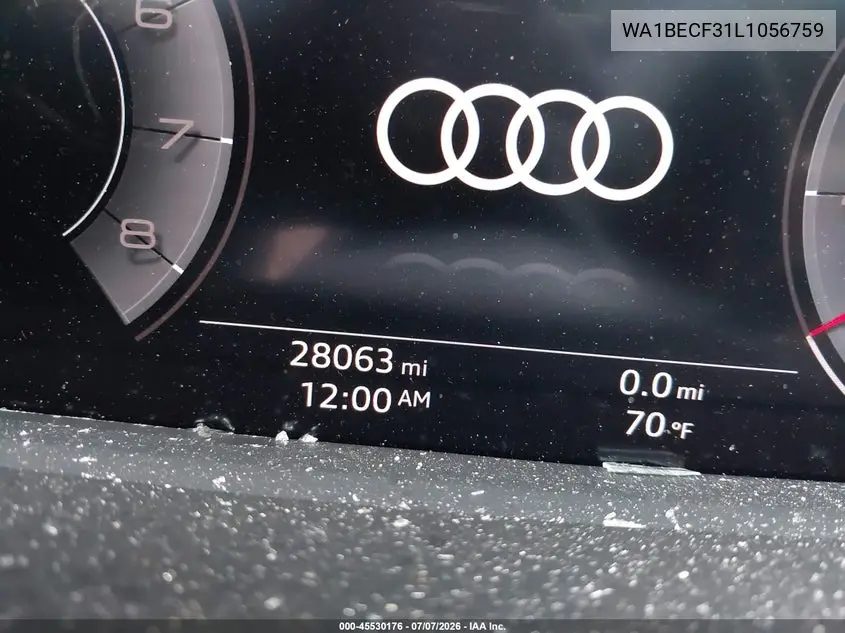 2020 Audi Q3 Premium Plus 45 Tfsi Quattro Tiptronic VIN: WA1BECF31L1056759 Lot: 45530176