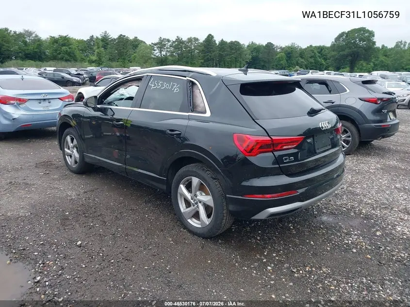2020 Audi Q3 Premium Plus 45 Tfsi Quattro Tiptronic VIN: WA1BECF31L1056759 Lot: 45530176