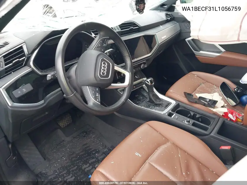 2020 Audi Q3 Premium Plus 45 Tfsi Quattro Tiptronic VIN: WA1BECF31L1056759 Lot: 45530176