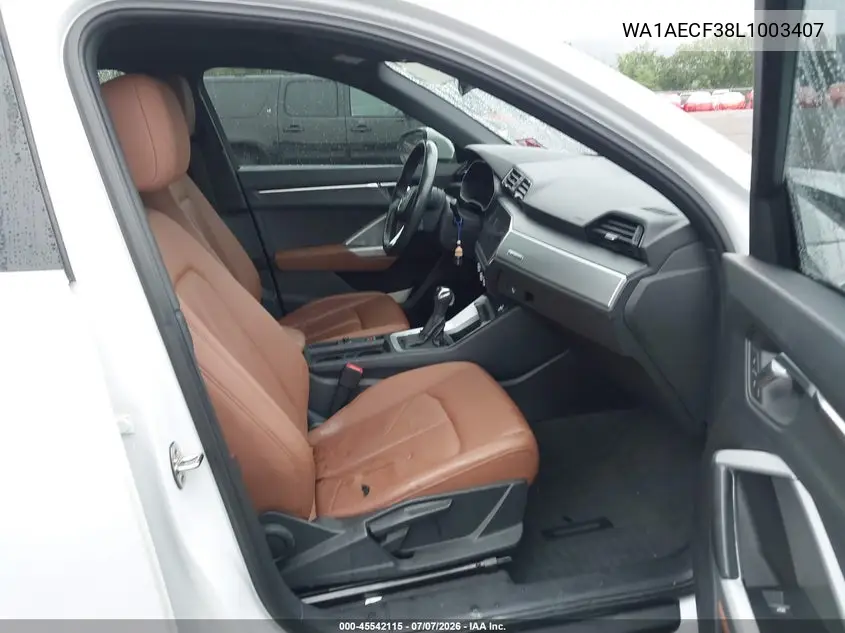 2020 Audi Q3 Premium 45 Tfsi Quattro Tiptronic VIN: WA1AECF38L1003407 Lot: 45542115