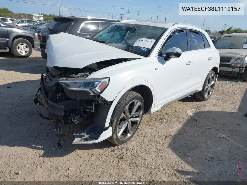 2020 Audi Q3 Premium Plus 45 Tfsi S Line Quattro Tiptronic VIN: WA1EECF38L1119157 Lot: 45571971