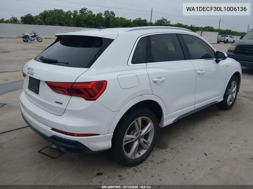 2020 Audi Q3 Premium 45 Tfsi S Line Quattro Tiptronic VIN: WA1DECF30L1006136 Lot: 45607985