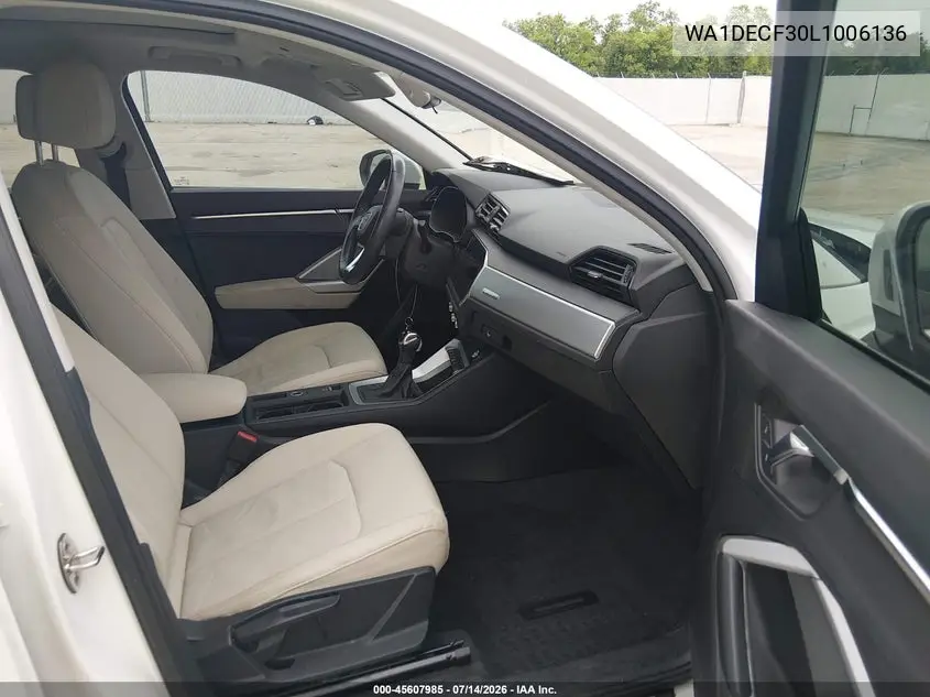 2020 Audi Q3 Premium 45 Tfsi S Line Quattro Tiptronic VIN: WA1DECF30L1006136 Lot: 45607985