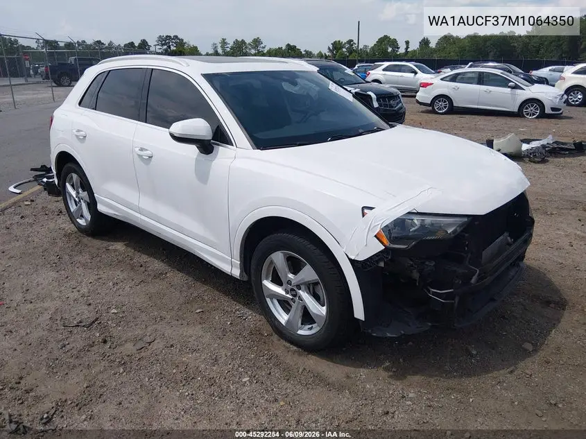 2021 Audi Q3 Premium 40 Tfsi Quattro Tiptronic VIN: WA1AUCF37M1064350 Lot: 45292254