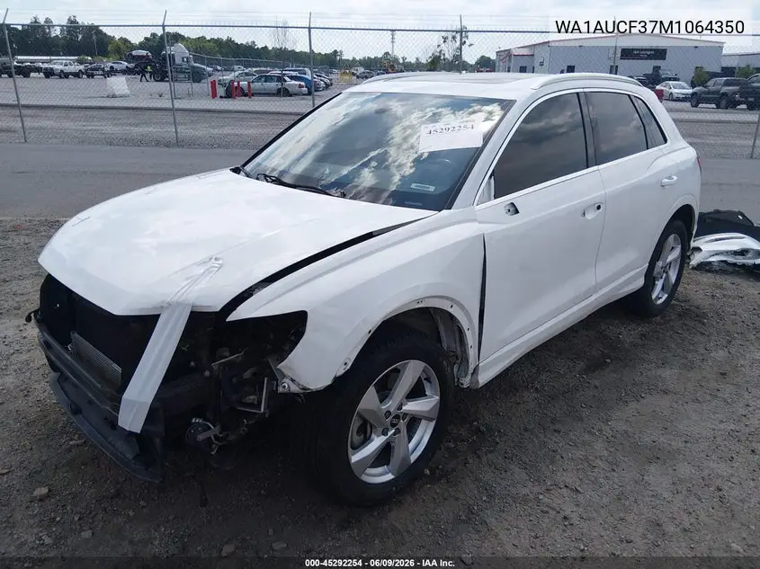 2021 Audi Q3 Premium 40 Tfsi Quattro Tiptronic VIN: WA1AUCF37M1064350 Lot: 45292254