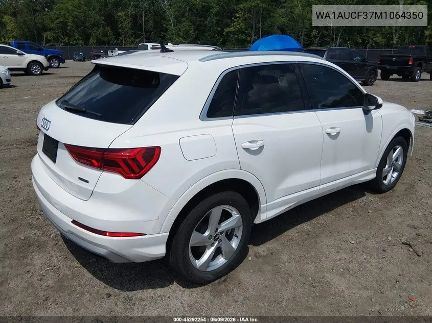 2021 Audi Q3 Premium 40 Tfsi Quattro Tiptronic VIN: WA1AUCF37M1064350 Lot: 45292254