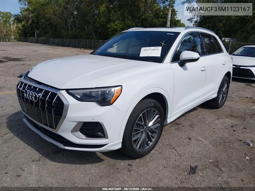 2021 Audi Q3 Premium 40 VIN: WA1AUCF35M1123167 Lot: 45373451