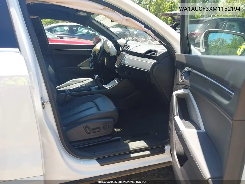 2021 Audi Q3 Premium 40 Tfsi Quattro Tiptronic VIN: WA1AUCF3XM1152194 Lot: 45429555