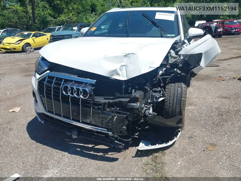 2021 Audi Q3 Premium 40 Tfsi Quattro Tiptronic VIN: WA1AUCF3XM1152194 Lot: 45429555