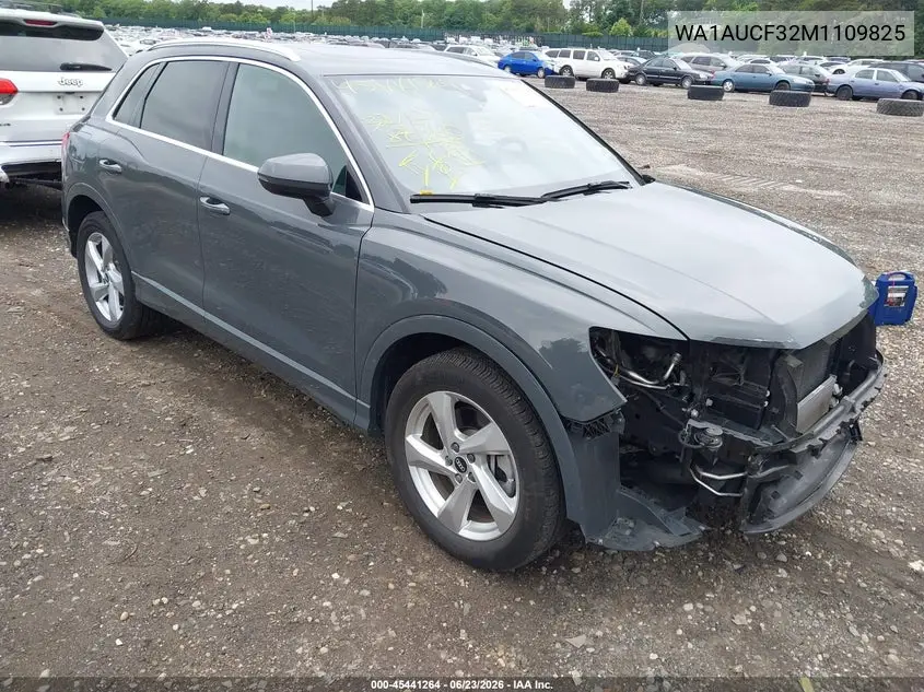 2021 Audi Q3 Premium 40 Tfsi Quattro Tiptronic VIN: WA1AUCF32M1109825 Lot: 45441264