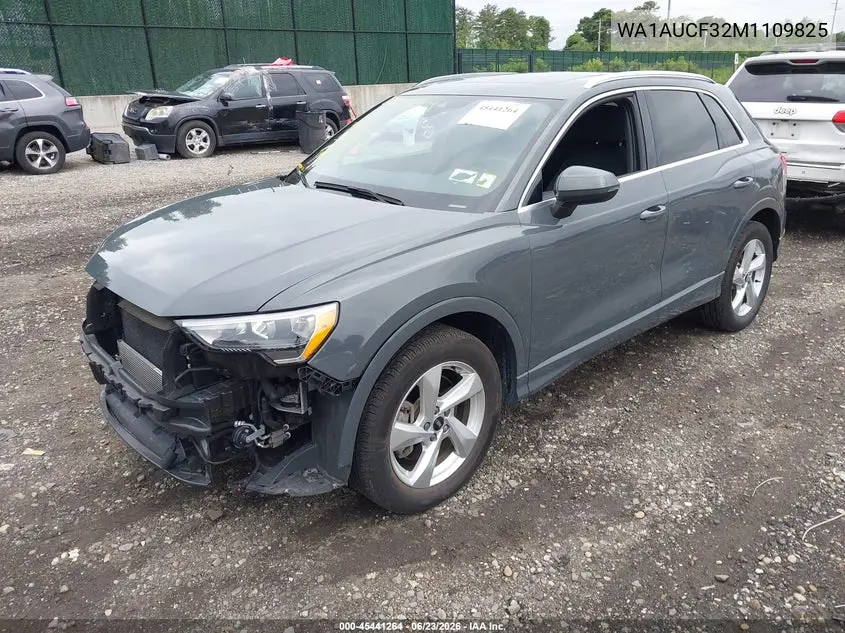 2021 Audi Q3 Premium 40 Tfsi Quattro Tiptronic VIN: WA1AUCF32M1109825 Lot: 45441264