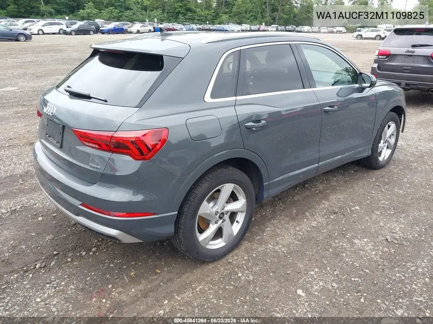 2021 Audi Q3 Premium 40 Tfsi Quattro Tiptronic VIN: WA1AUCF32M1109825 Lot: 45441264
