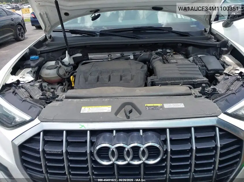 2021 Audi Q3 Premium 40 Tfsi Quattro Tiptronic VIN: WA1AUCF34M1100351 Lot: 45491622