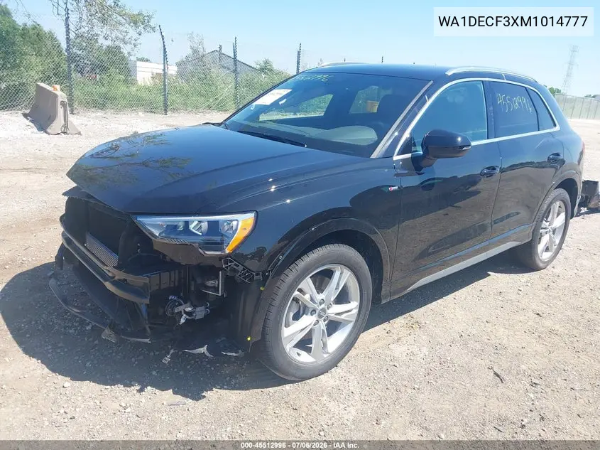 2021 Audi Q3 Premium 45 Tfsi S Line Quattro Tiptronic VIN: WA1DECF3XM1014777 Lot: 45512996