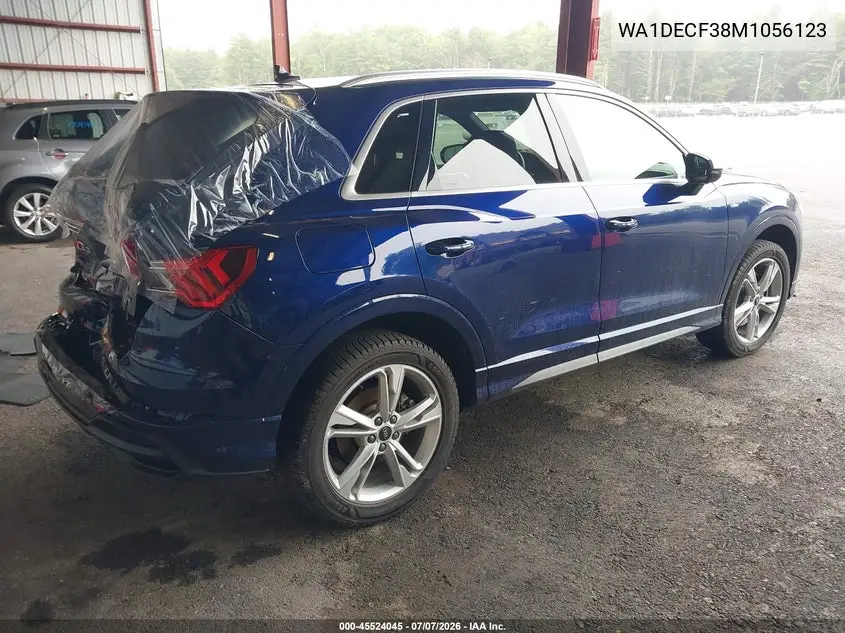 2021 Audi Q3 Premium 45 Tfsi S Line Quattro Tiptronic VIN: WA1DECF38M1056123 Lot: 45524045