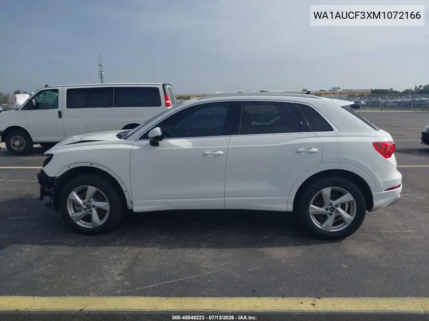 2021 Audi Q3 Premium 40 Tfsi Quattro Tiptronic VIN: WA1AUCF3XM1072166 Lot: 45548223