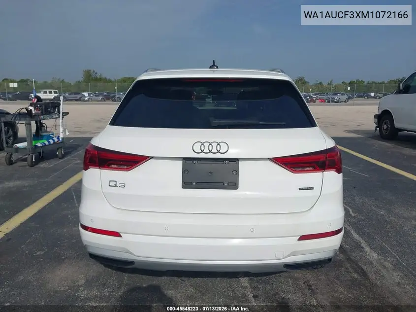 2021 Audi Q3 Premium 40 Tfsi Quattro Tiptronic VIN: WA1AUCF3XM1072166 Lot: 45548223