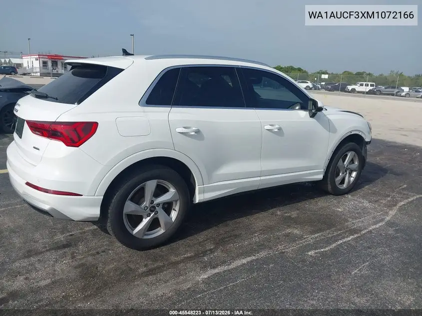 2021 Audi Q3 Premium 40 Tfsi Quattro Tiptronic VIN: WA1AUCF3XM1072166 Lot: 45548223