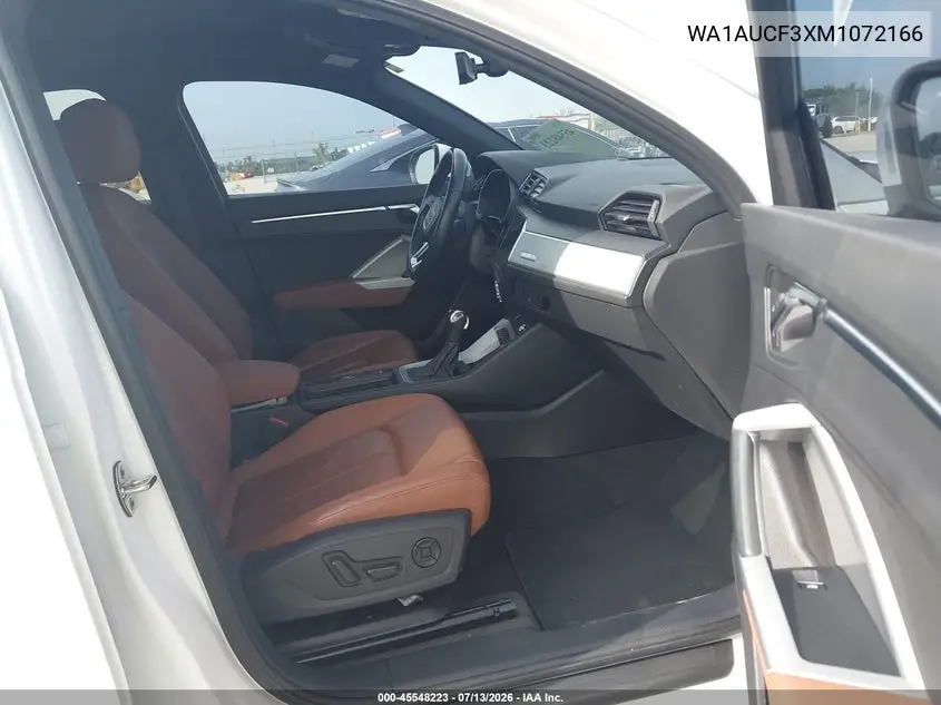 2021 Audi Q3 Premium 40 Tfsi Quattro Tiptronic VIN: WA1AUCF3XM1072166 Lot: 45548223
