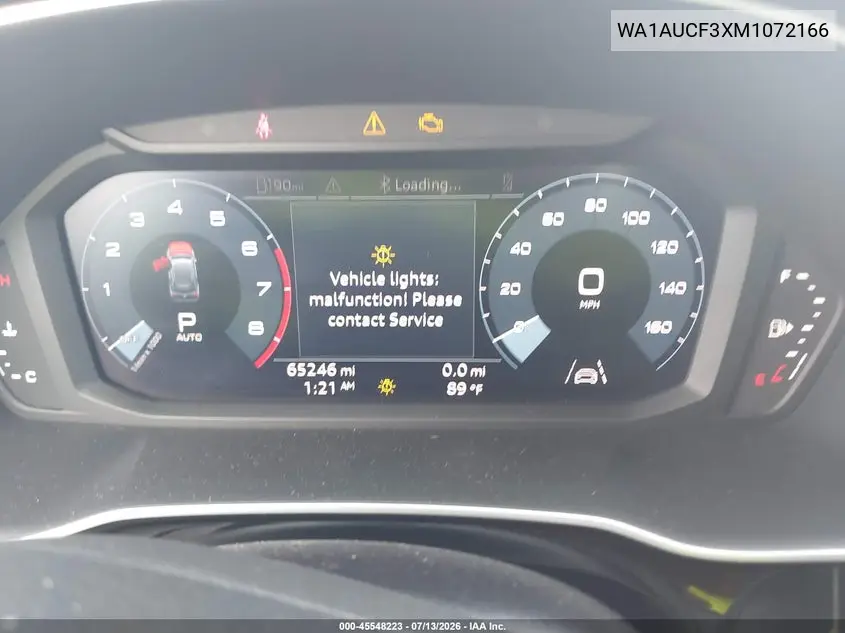 2021 Audi Q3 Premium 40 Tfsi Quattro Tiptronic VIN: WA1AUCF3XM1072166 Lot: 45548223
