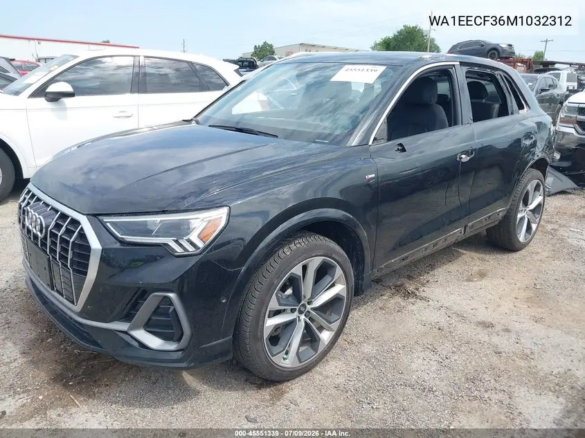 2021 Audi Q3 Premium Plus 45 Tfsi S Line Quattro Tiptronic VIN: WA1EECF36M1032312 Lot: 45551339