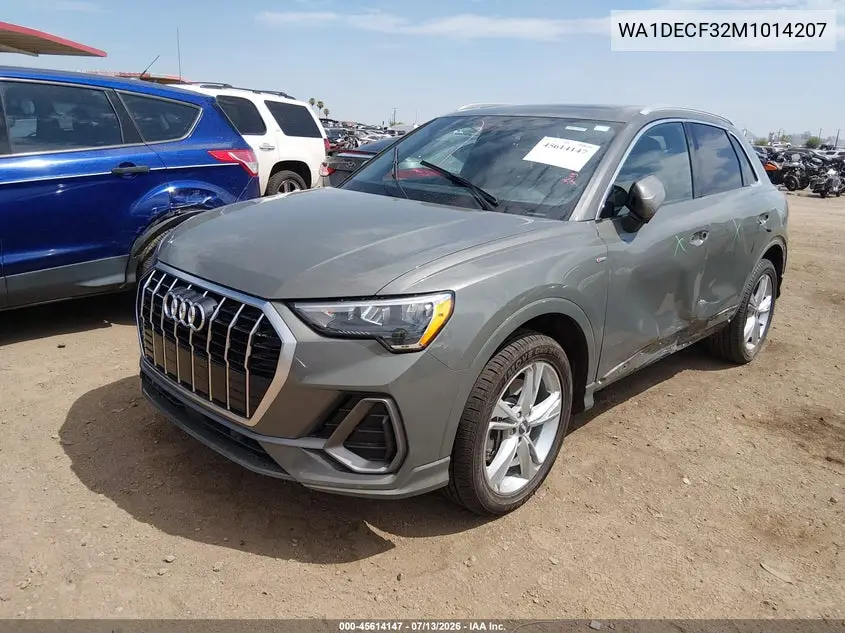 2021 Audi Q3 Premium 45 Tfsi S Line Quattro Tiptronic VIN: WA1DECF32M1014207 Lot: 45614147
