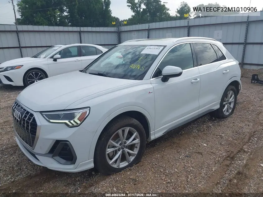 2021 Audi Q3 Premium Plus 45 Tfsi S Line Quattro Tiptronic VIN: WA1EECF32M1010906 Lot: 45623264