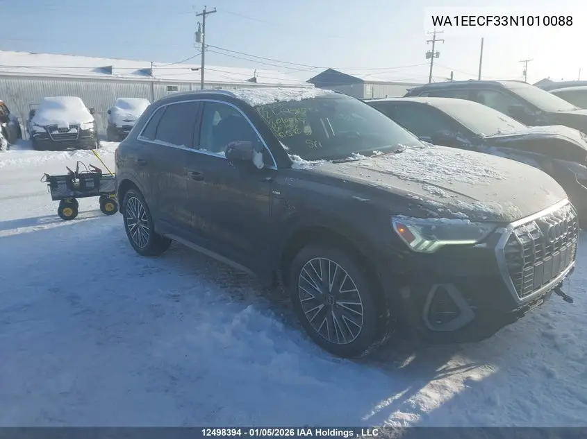 2022 Audi Q3 VIN: WA1EECF33N1010088 Lot: 12498394