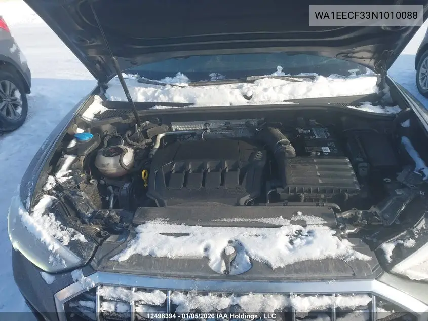 2022 Audi Q3 VIN: WA1EECF33N1010088 Lot: 12498394
