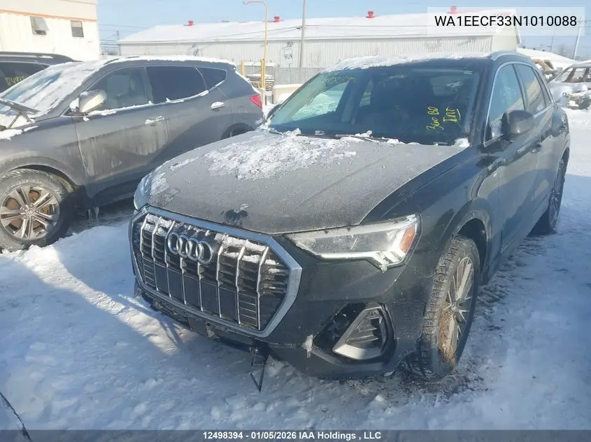 2022 Audi Q3 VIN: WA1EECF33N1010088 Lot: 12498394