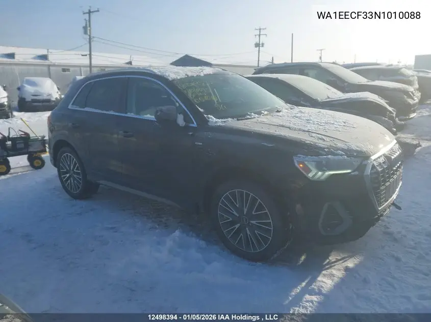 2022 Audi Q3 VIN: WA1EECF33N1010088 Lot: 12498394