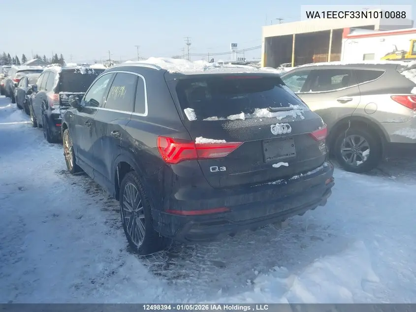 2022 Audi Q3 VIN: WA1EECF33N1010088 Lot: 12498394
