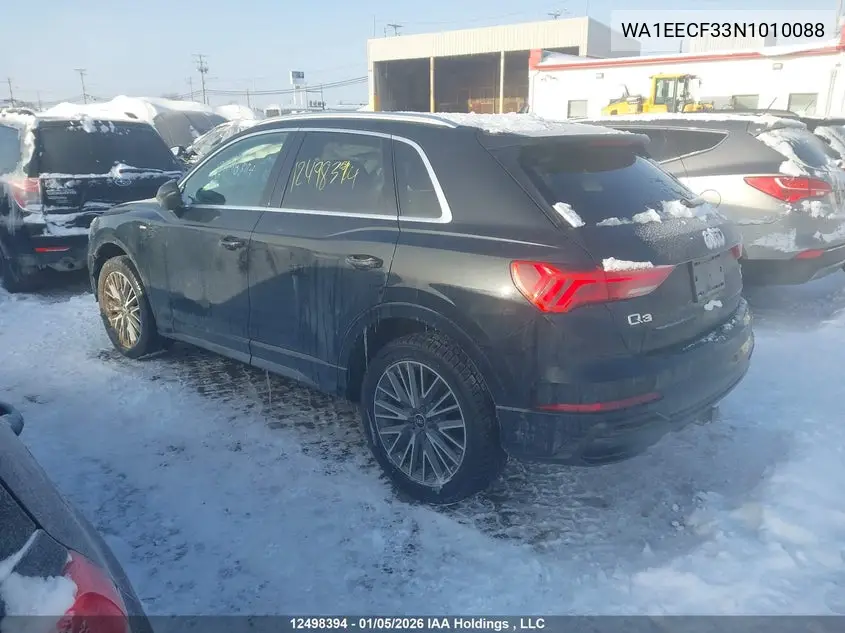 2022 Audi Q3 VIN: WA1EECF33N1010088 Lot: 12498394