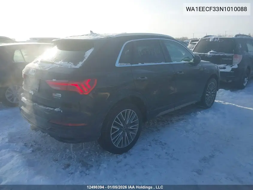 2022 Audi Q3 VIN: WA1EECF33N1010088 Lot: 12498394
