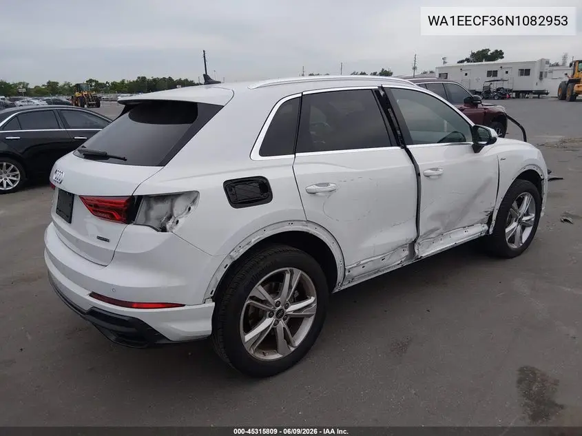 2022 Audi Q3 Premium Plus 45 Tfsi S Line Quattro Tiptronic VIN: WA1EECF36N1082953 Lot: 45315809