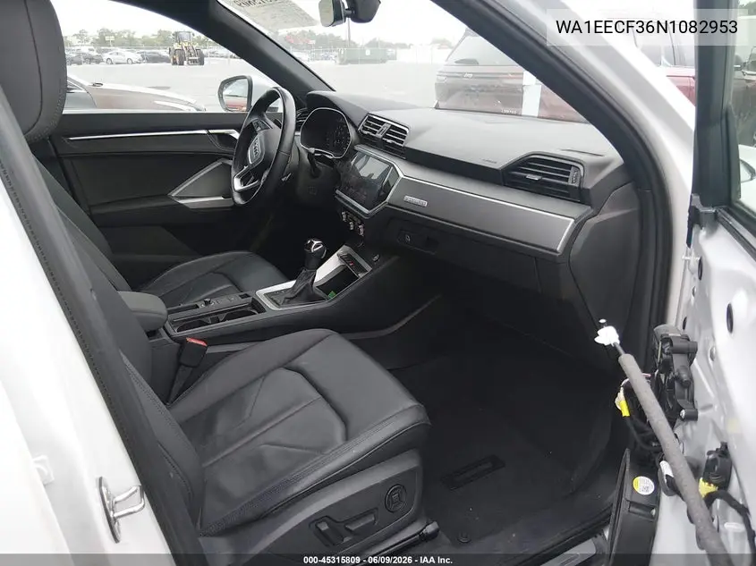 2022 Audi Q3 Premium Plus 45 Tfsi S Line Quattro Tiptronic VIN: WA1EECF36N1082953 Lot: 45315809