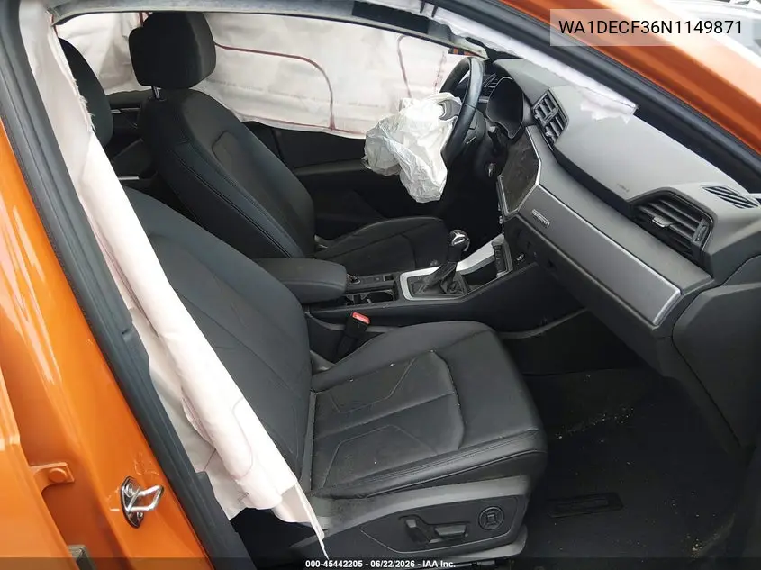 2022 Audi Q3 Premium 45 Tfsi S Line Quattro Tiptronic VIN: WA1DECF36N1149871 Lot: 45442205