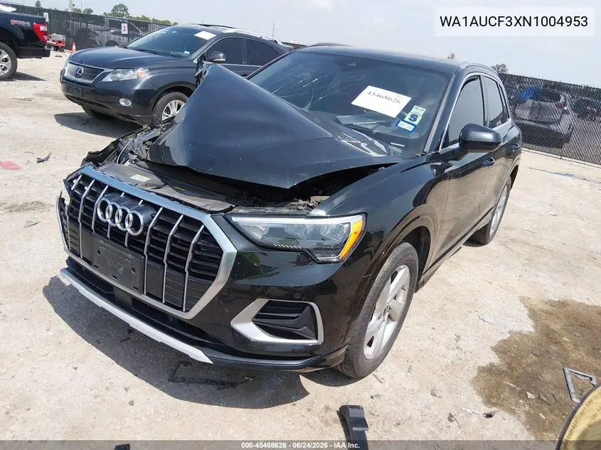 2022 Audi Q3 Premium 40 Tfsi Quattro Tiptronic VIN: WA1AUCF3XN1004953 Lot: 45468626