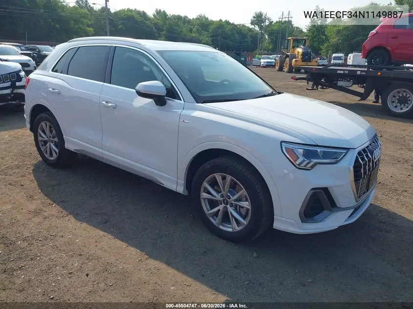 2022 Audi Q3 Premium Plus 45 Tfsi S Line Quattro Tiptronic VIN: WA1EECF34N1149887 Lot: 45504747