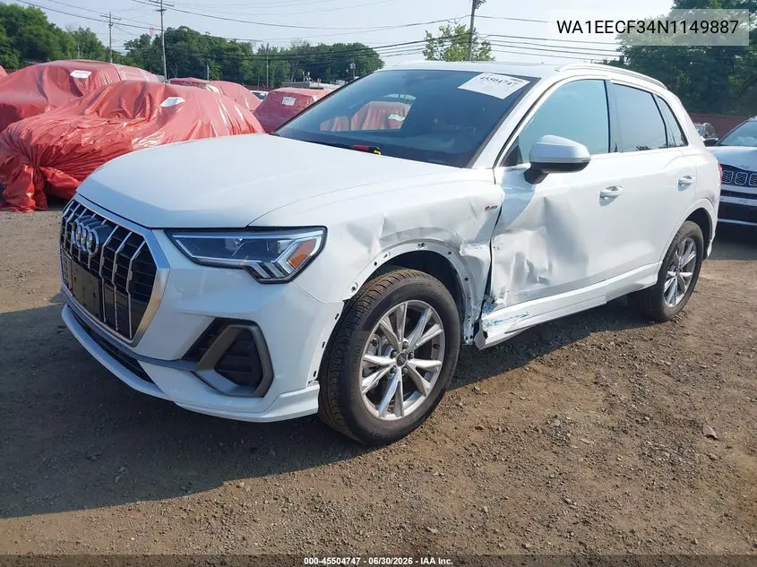 2022 Audi Q3 Premium Plus 45 Tfsi S Line Quattro Tiptronic VIN: WA1EECF34N1149887 Lot: 45504747